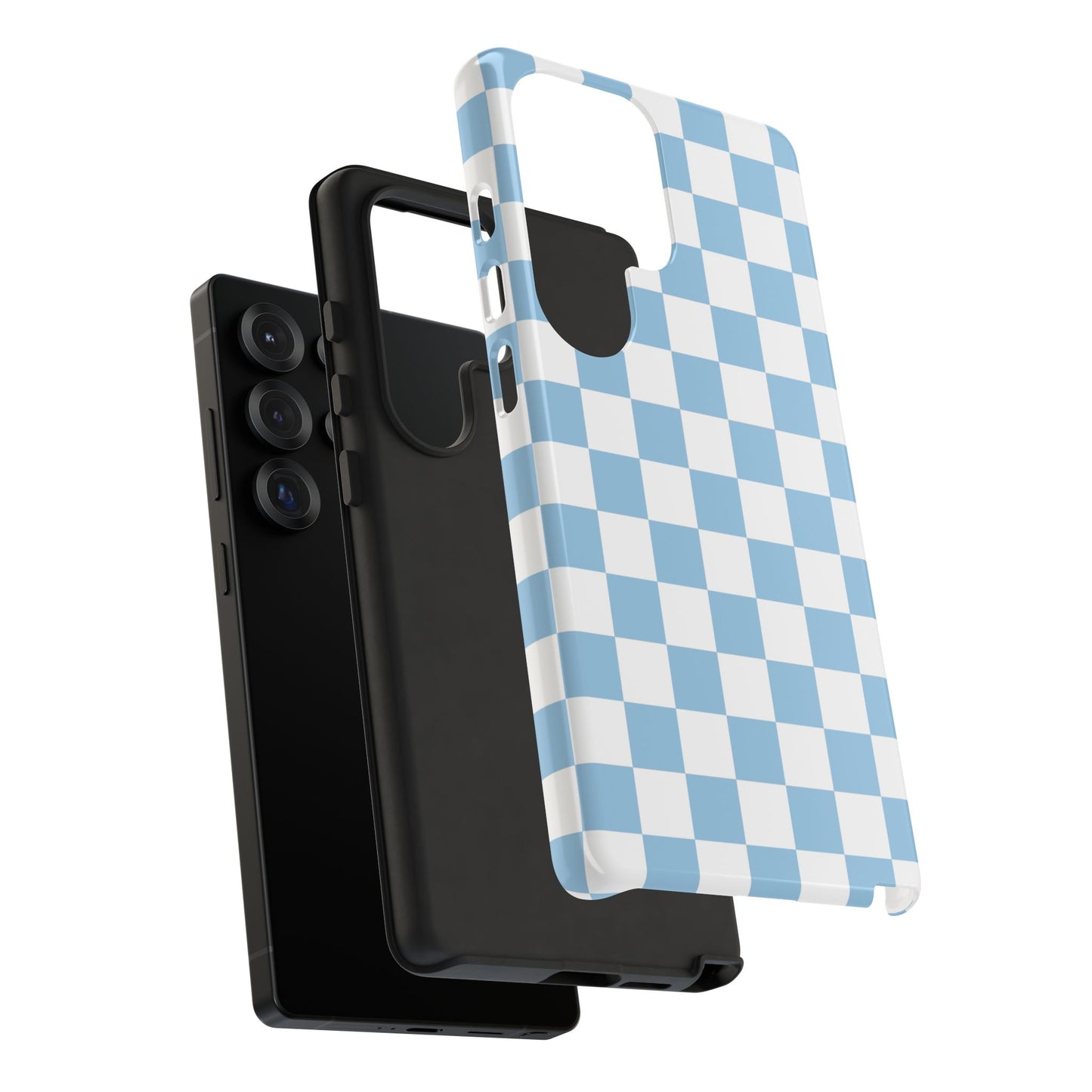 Blue Checkered Phone Case, Tough Phone Cover, Stylish Mobile Protector, Unique Gift for Him/Her, Trendy Accessories for Holidays
