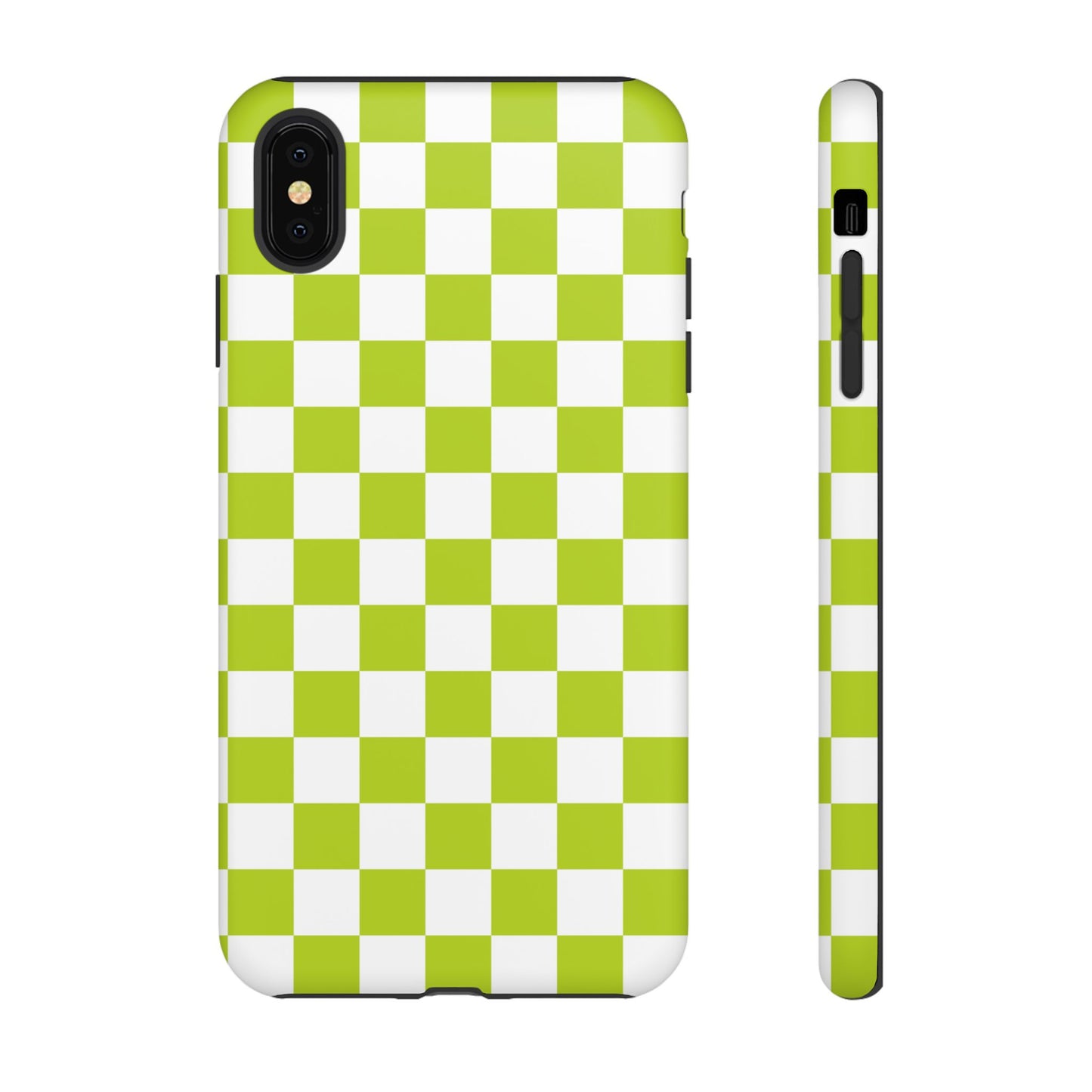 Lively Checker Pattern Phone Case | Tough Cases, Green Checkered Design, Unique Cell Phone Cover, Trendy Accessory, Gift Idea