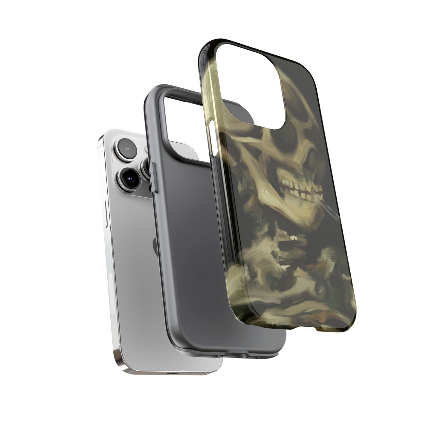 Skull Phone Case - Tough Cases, Macabre Style, Unique Accessories, Perfect for Halloween, Gothic Decor, Edgy Gift Idea | Van Gogh Reimagined, Abstract Twist on  Van Gogh's Skeleton with Burning Cigarette