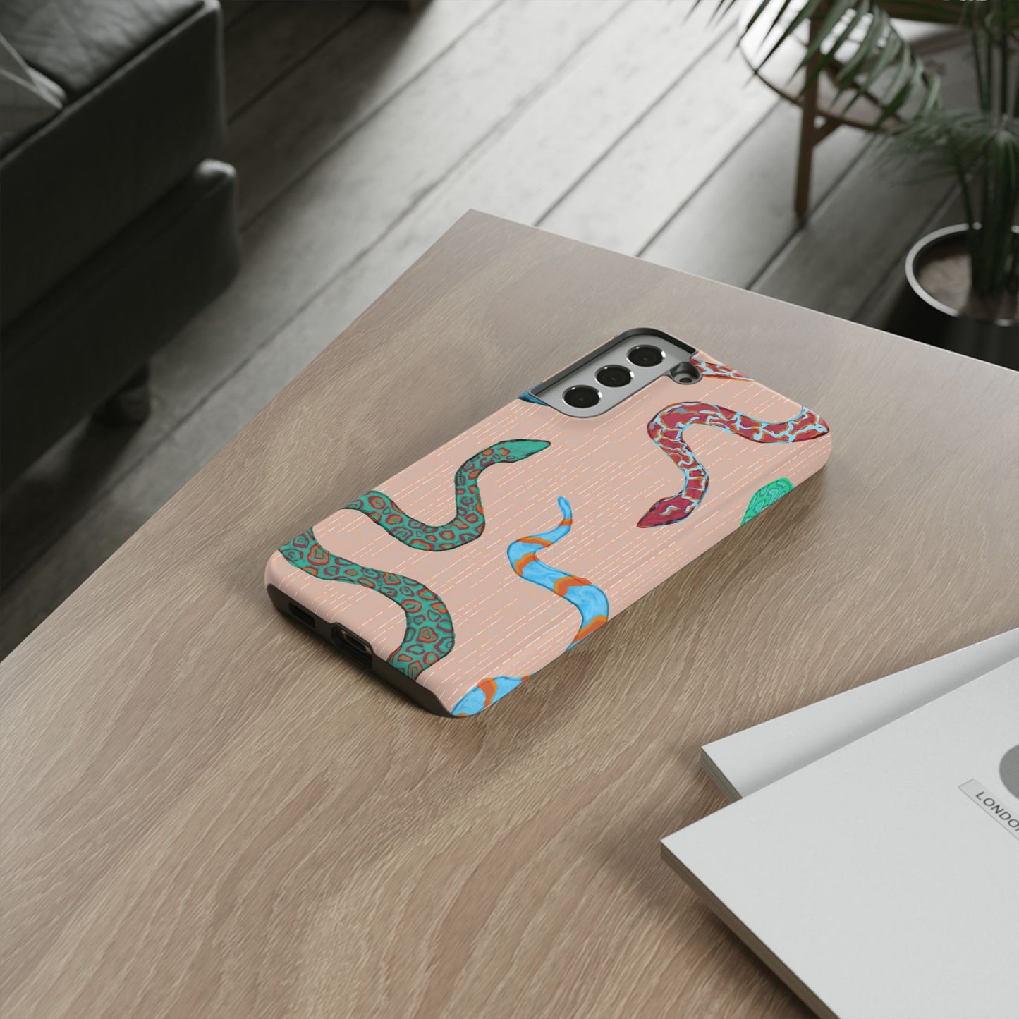 Colorful Snake Phone Case, Tough Phone Case, Unique Phone Cover, Animal Print Case, Gifts for Her, Trendy Accessories