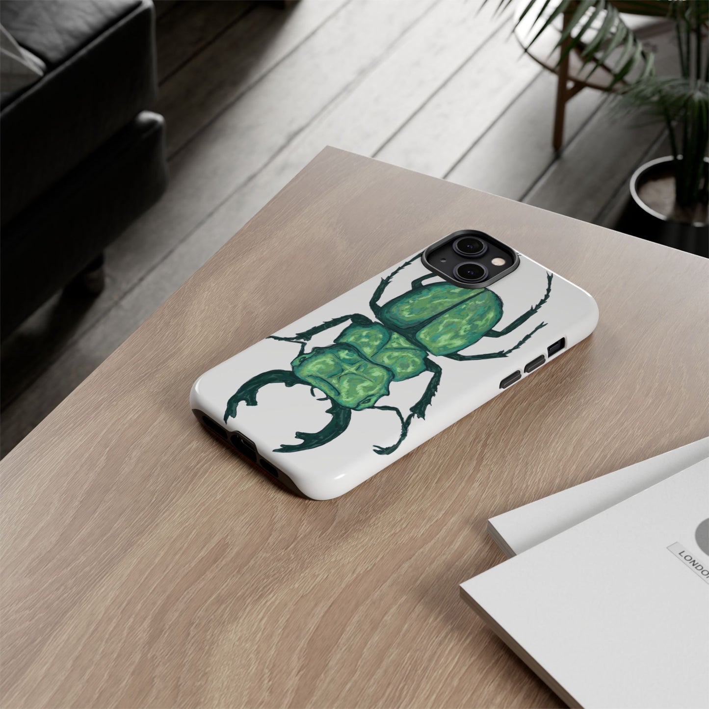 Green Beetle Phone Case - Tough Cases, Insect Lover Gift, Nature Lover Accessory, Unique Phone Cover, Eco-Friendly Design