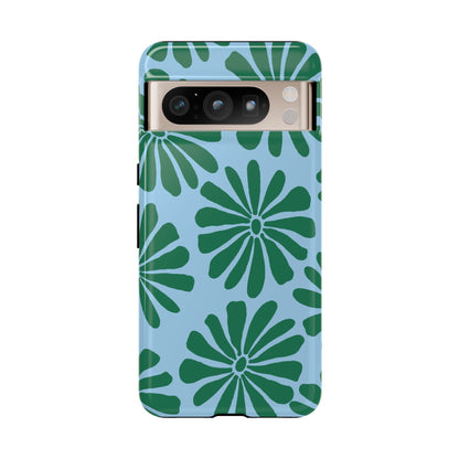 Stylish iPhone Case, Floral Phone Cover, Tough Phone Cases, Green Daisy Design, Unique Gift for Her, Spring Accessories