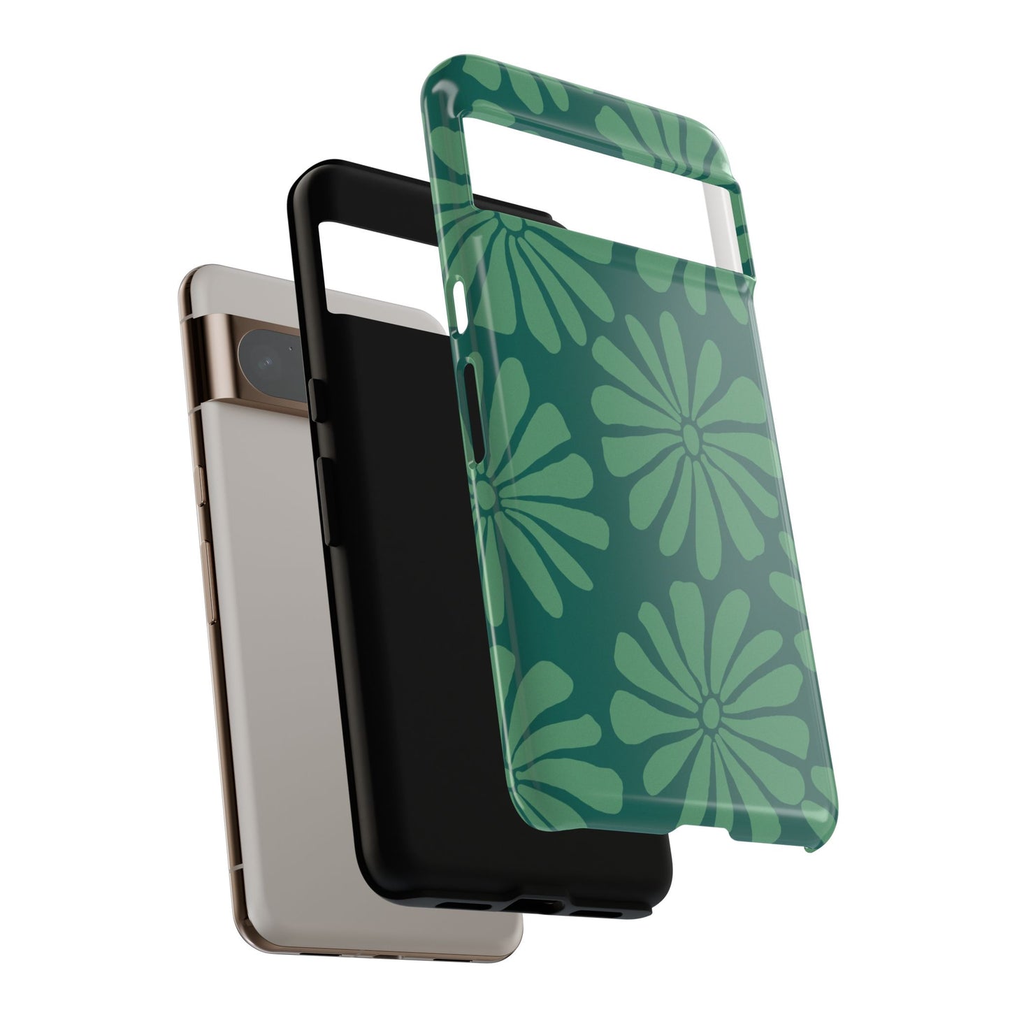 Stylish iPhone Case, Floral Phone Cover, Tough Phone Cases, Green Daisy Design, Unique Gift for Her, Spring Accessories