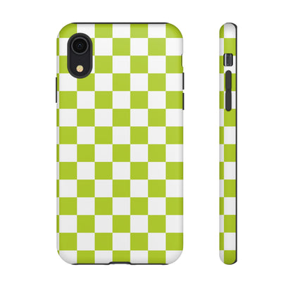 Lively Checker Pattern Phone Case | Tough Cases, Green Checkered Design, Unique Cell Phone Cover, Trendy Accessory, Gift Idea