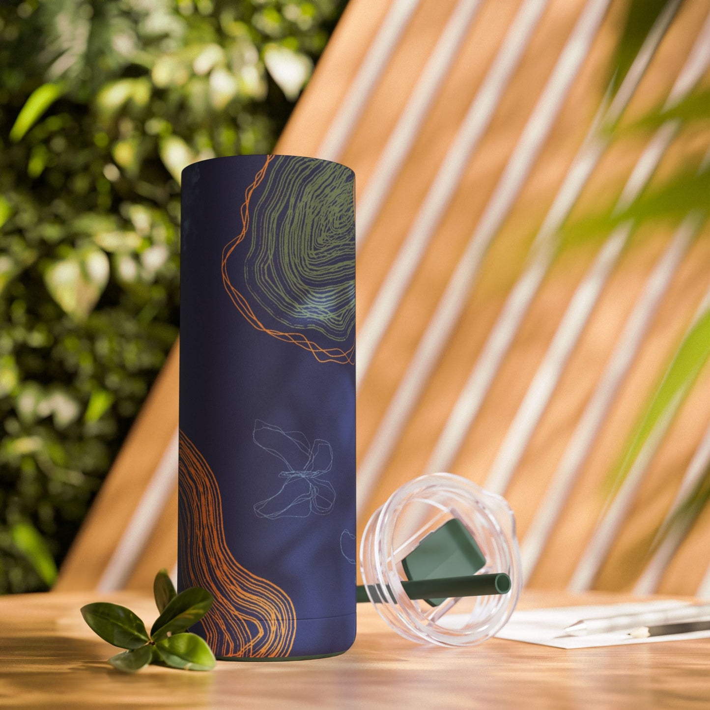 Boho Abstract Art Tumbler, 20oz Skinny Travel Mug, Stylish Drinkware for Camping, Gifts for Her, Home Decor