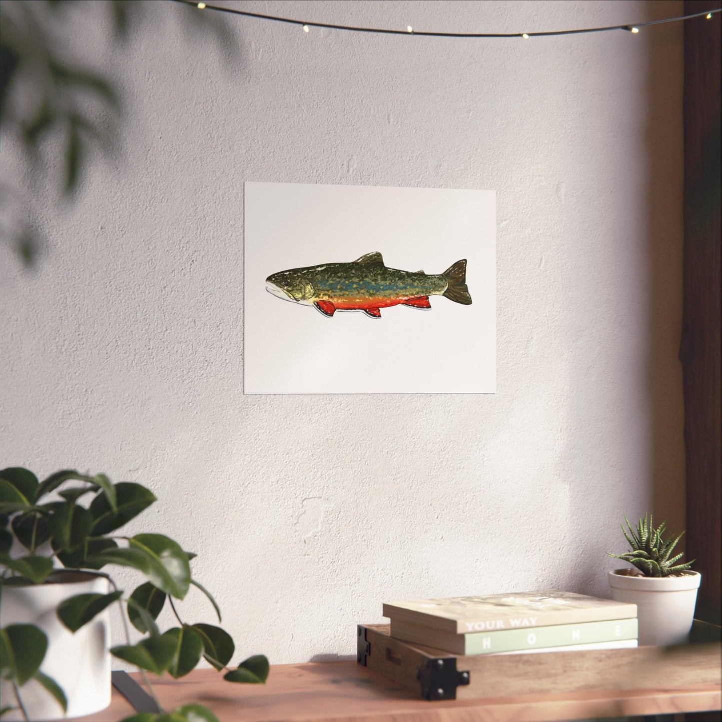 Trout Fishing Matte Horizontal Poster, Rustic Wall Art, Nature Lover Gift, Fishing Decor, Farmhouse Wall Decor