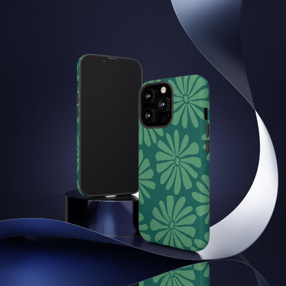 Stylish iPhone Case, Floral Phone Cover, Tough Phone Cases, Green Daisy Design, Unique Gift for Her, Spring Accessories