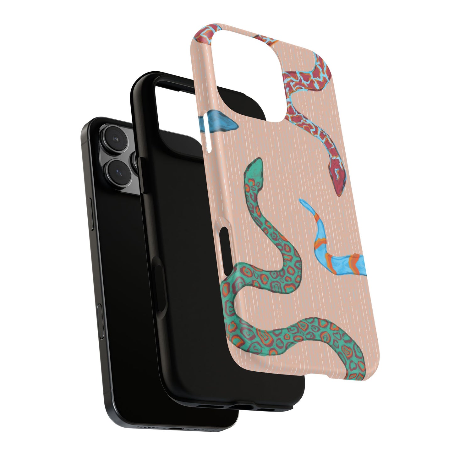 Colorful Snake Phone Case, Tough Phone Case, Unique Phone Cover, Animal Print Case, Gifts for Her, Trendy Accessories