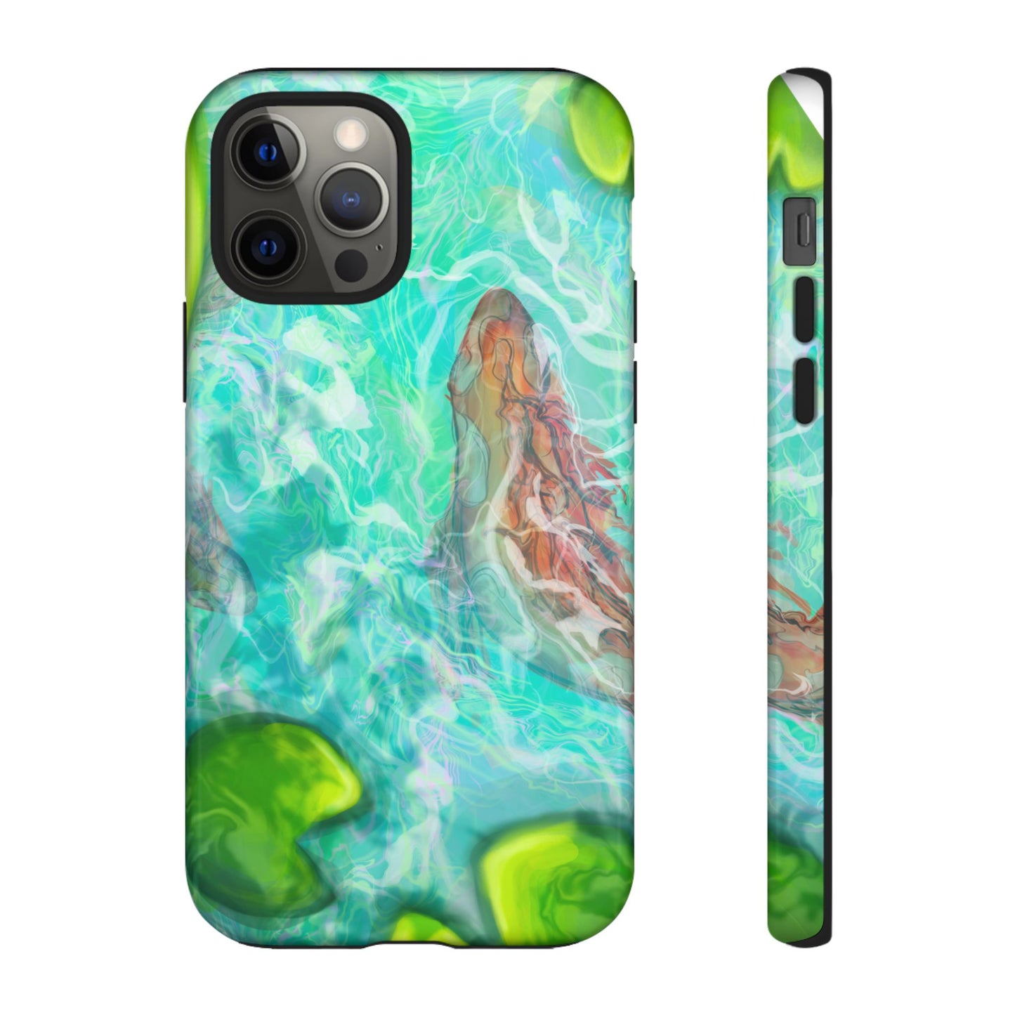 Watercolor Phone Case, Nature Lover Gift, Tough Phone Cover, Phone Accessory, Unique Design for Spring/Summer, Lily Pad, Fish Pond