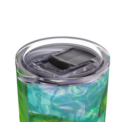 Skinny Tumbler with Abstract Water Design, Eco-Friendly Drinkware, Cool Gift for Her, Summer Vibes, Home & Office Decor, Lily Pads, Fish Pond