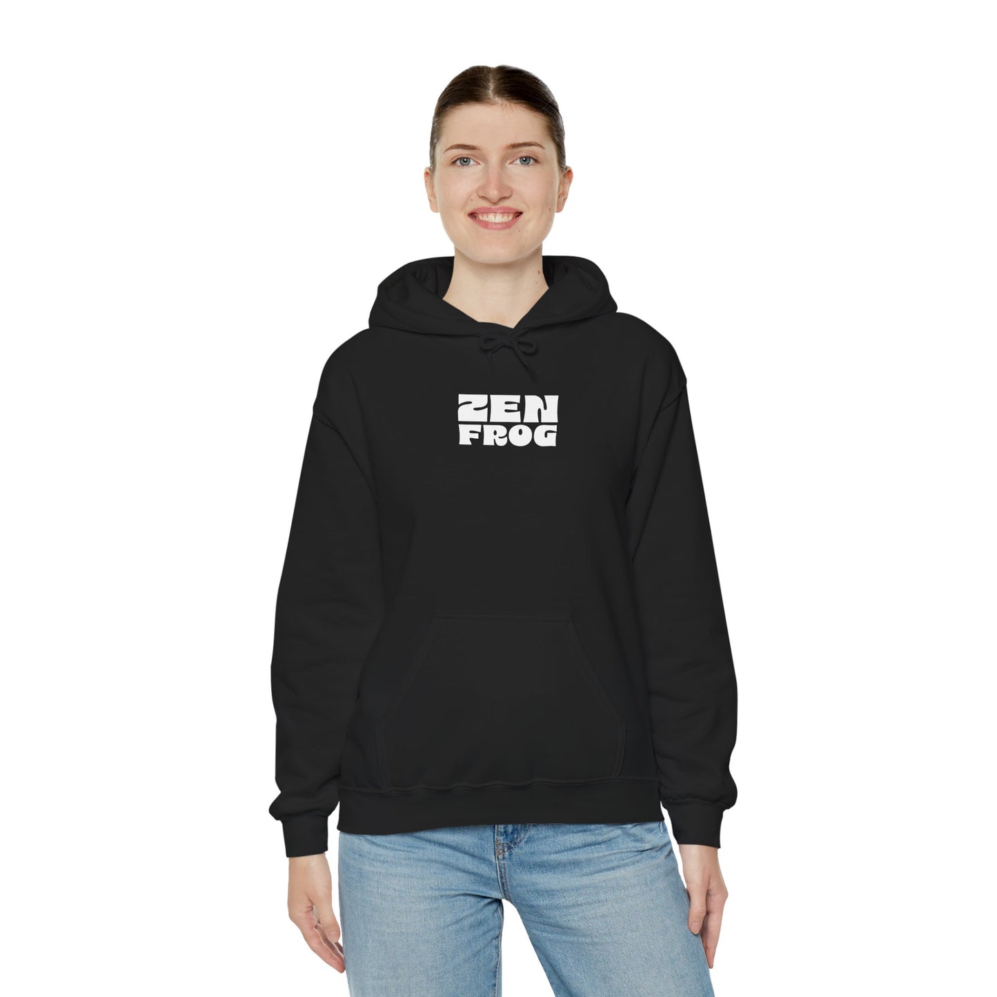 Zen Frog Octopus Unisex Heavy Blend Hooded Sweatshirt, Cozy Graphic Hoodie, Gift for Ocean Lovers, Unique Casual Wear, Relaxed Style