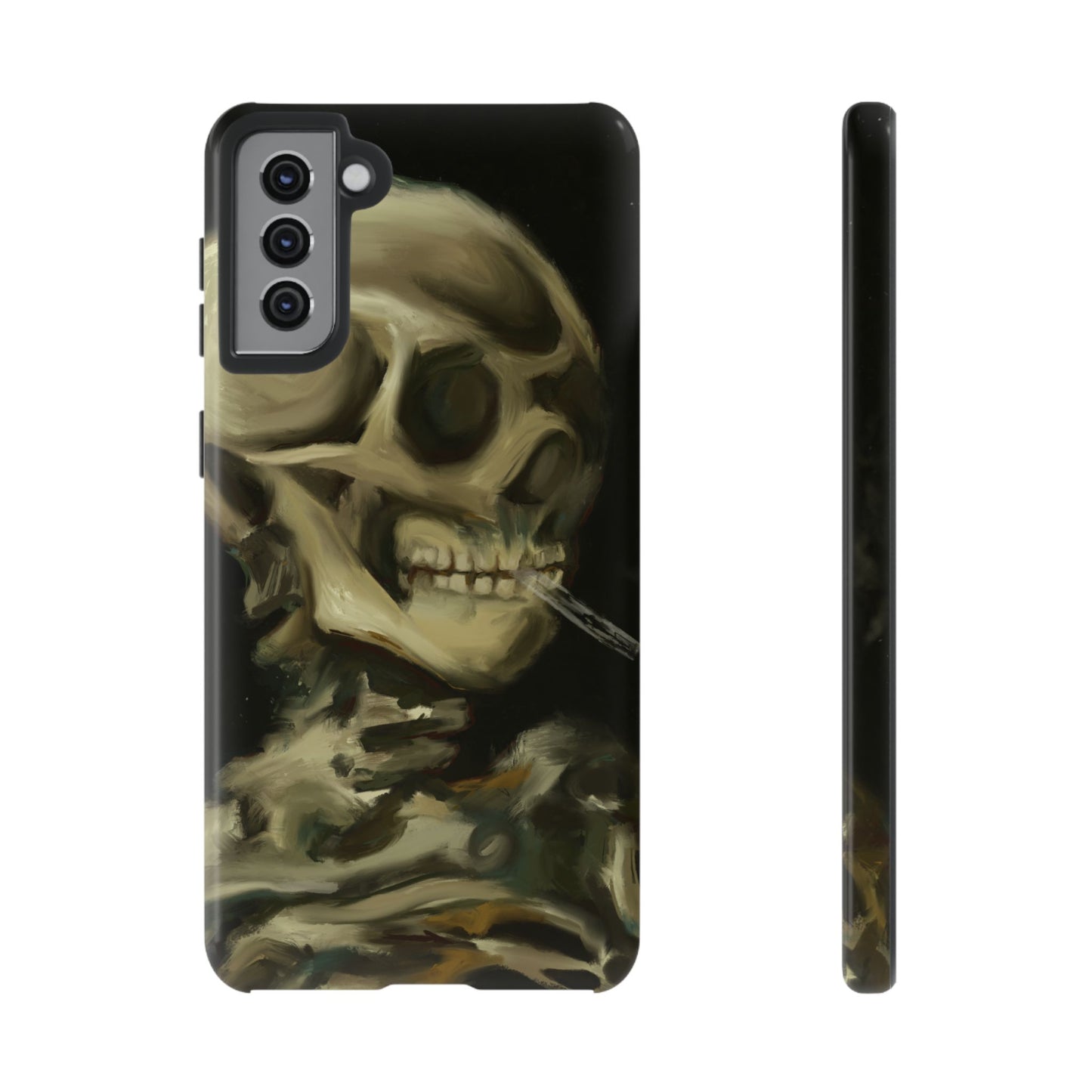 Skull Phone Case - Tough Cases, Macabre Style, Unique Accessories, Perfect for Halloween, Gothic Decor, Edgy Gift Idea | Van Gogh Reimagined, Abstract Twist on  Van Gogh's Skeleton with Burning Cigarette