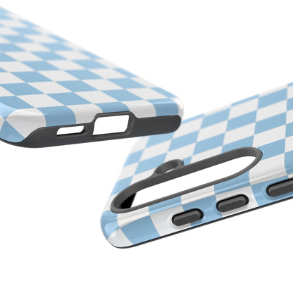 Blue Checkered Phone Case, Tough Phone Cover, Stylish Mobile Protector, Unique Gift for Him/Her, Trendy Accessories for Holidays