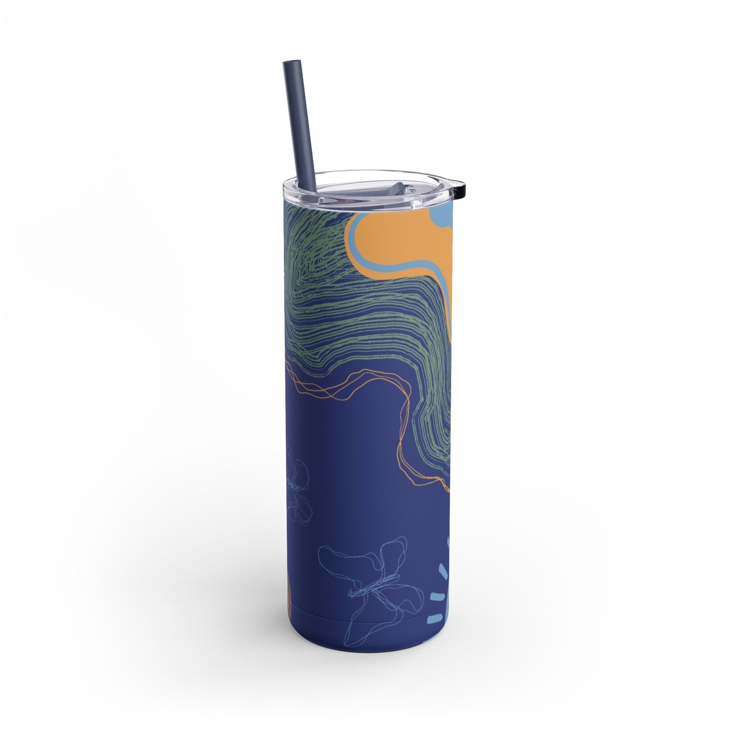 Boho Abstract Art Tumbler, 20oz Skinny Travel Mug, Stylish Drinkware for Camping, Gifts for Her, Home Decor