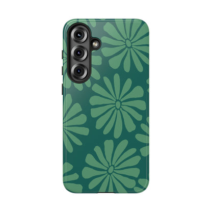 Stylish iPhone Case, Floral Phone Cover, Tough Phone Cases, Green Daisy Design, Unique Gift for Her, Spring Accessories
