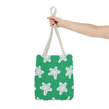 Starry Green AOP Tote Bag | Stylish Grocery Tote, Eco-Friendly Bag, Beach Bag, Weekend Getaway, Custom Design