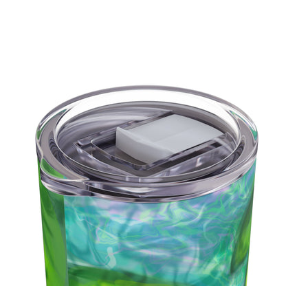 Skinny Tumbler with Abstract Water Design, Eco-Friendly Drinkware, Cool Gift for Her, Summer Vibes, Home & Office Decor, Lily Pads, Fish Pond