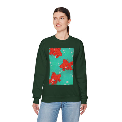 Colorful Fish Graphic Crewneck Sweatshirt, Cozy Unisex Sweater, Fun Graphic Top, Ideal Gift for Fish Lovers, Casual Everyday Wear, Comfy Goldfish Crewneck