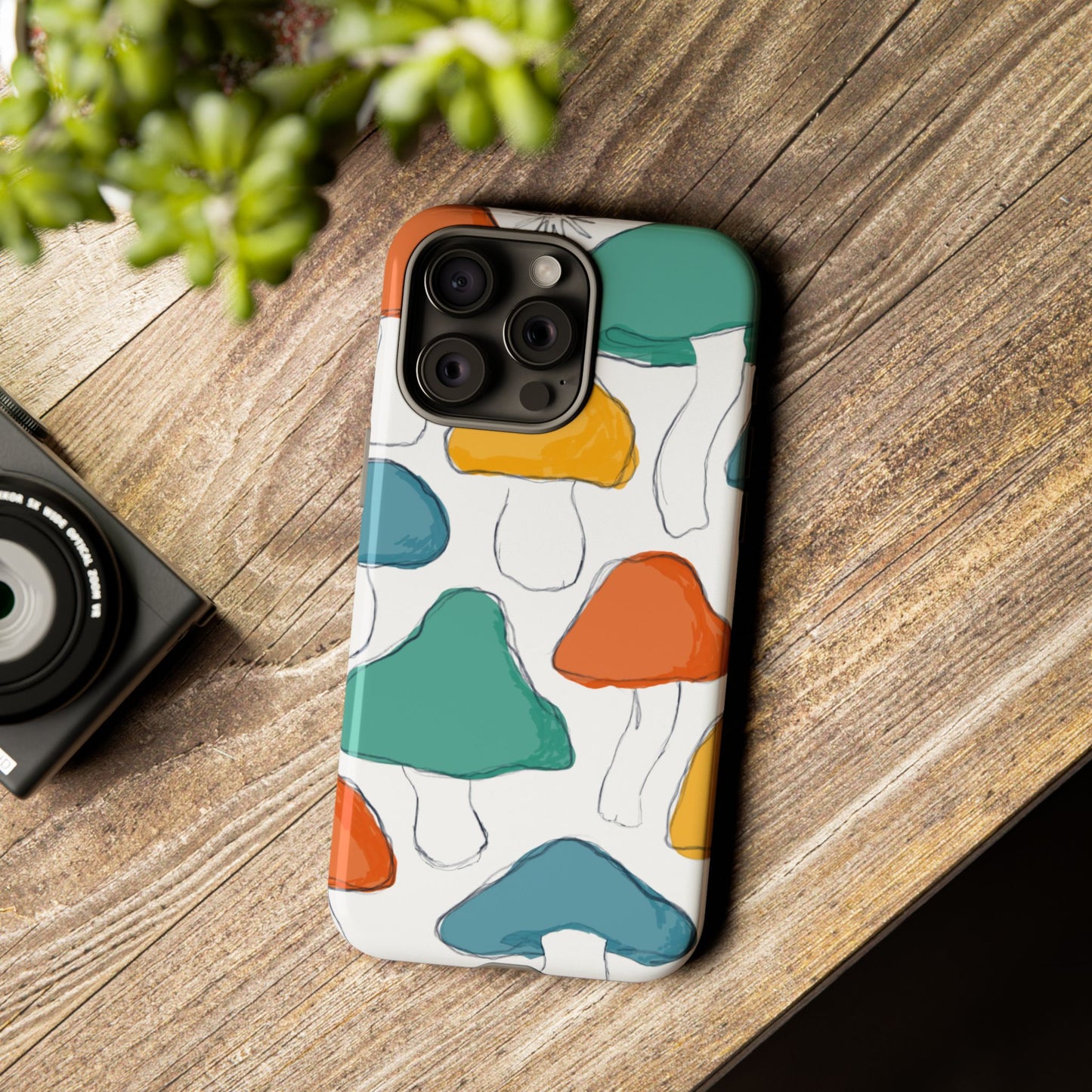 Mushroom Phone Case with Colorful Design, Tough Cases, Floral Tech Accessories, Gift for Nature Lovers, Trending Phone Cover