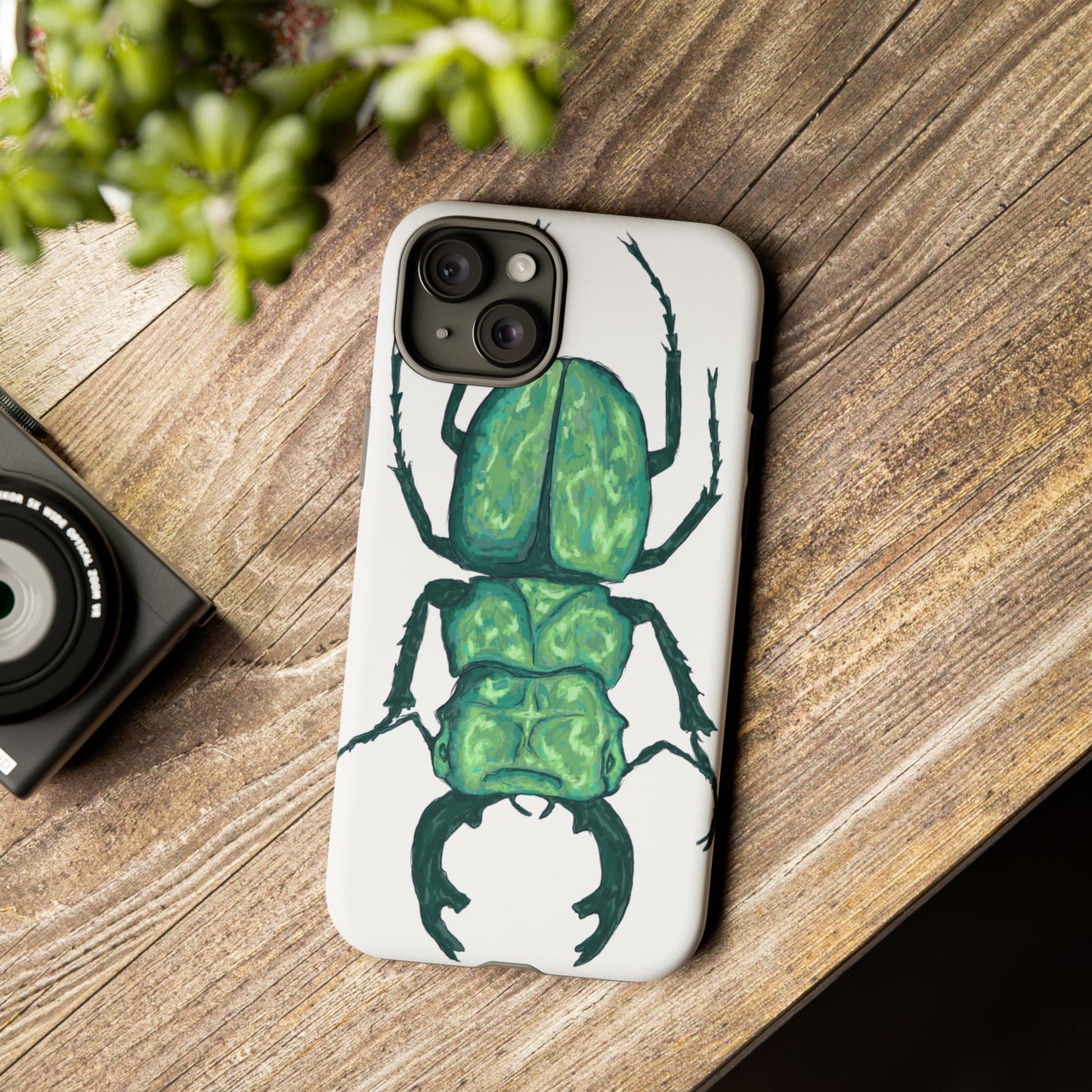 Green Beetle Phone Case - Tough Cases, Insect Lover Gift, Nature Lover Accessory, Unique Phone Cover, Eco-Friendly Design