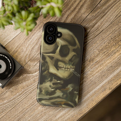 Skull Phone Case - Tough Cases, Macabre Style, Unique Accessories, Perfect for Halloween, Gothic Decor, Edgy Gift Idea | Van Gogh Reimagined, Abstract Twist on  Van Gogh's Skeleton with Burning Cigarette
