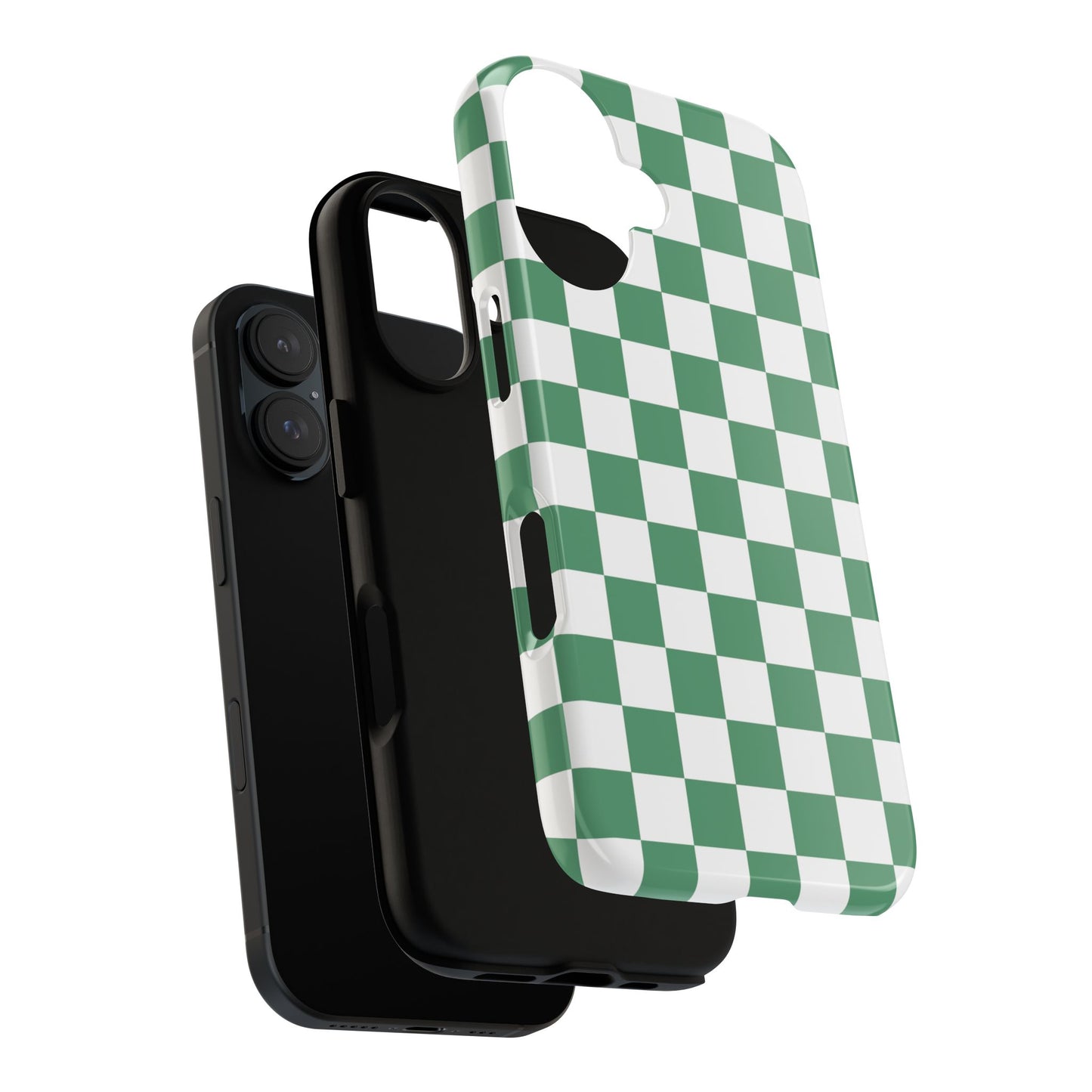 Stylish Phone Case - Green Checker Print, Trendy Phone Cover, Unique Gift, Modern Accessories, Eco-Friendly Case