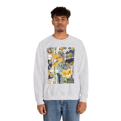 Vibrant Art Sweatshirt for Creatives, Cozy Fall Layering, Gift for Artists, Unique Graphic Pullovers, Casual Everyday Wear, Abstract, Vintage, Collage, Crewneck, Cool Hoodies