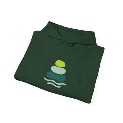 Serene Stacked Stones Hoodie, Unisex Sweatshirt for Mindfulness, Cozy Layer for Relaxation, Gift for Yoga Lovers, Perfect for Meditation
