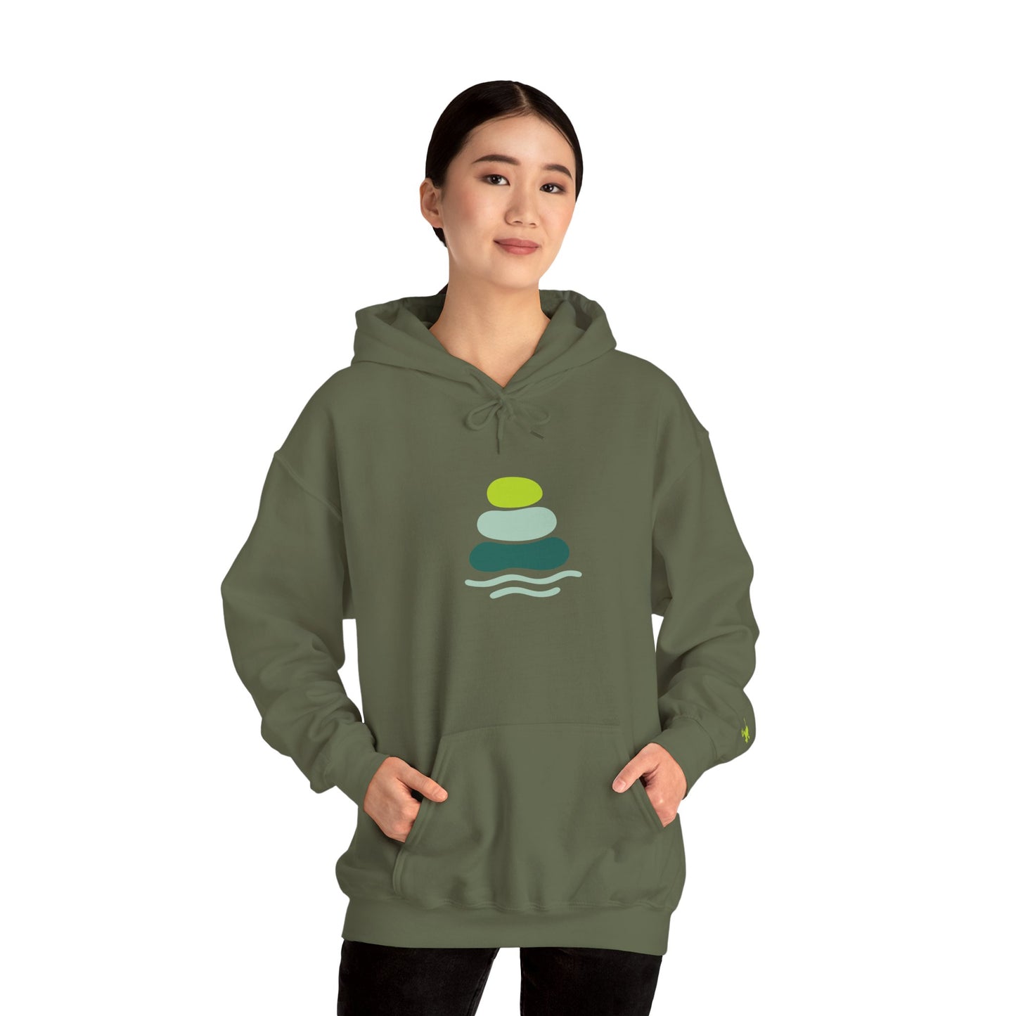 Serene Stacked Stones Hoodie, Unisex Sweatshirt for Mindfulness, Cozy Layer for Relaxation, Gift for Yoga Lovers, Perfect for Meditation