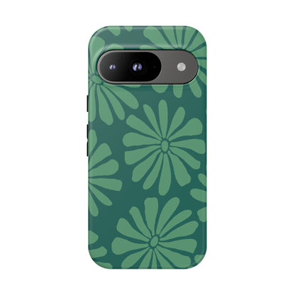 Stylish iPhone Case, Floral Phone Cover, Tough Phone Cases, Green Daisy Design, Unique Gift for Her, Spring Accessories