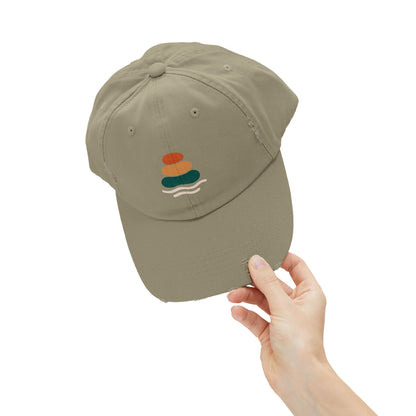 Unisex Distressed Cap with Peaceful Stones Design, Relaxed Vibe, Perfect for Casual Wear, Outdoor Adventures, Gifts for Friends, Beach Wear, Mindfulness Gifts, Serene Crewneck Sweatshirt