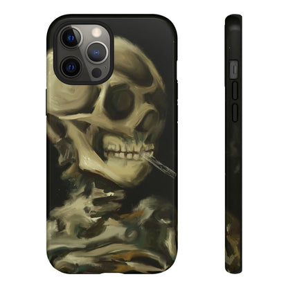 Skull Phone Case - Tough Cases, Macabre Style, Unique Accessories, Perfect for Halloween, Gothic Decor, Edgy Gift Idea | Van Gogh Reimagined, Abstract Twist on  Van Gogh's Skeleton with Burning Cigarette