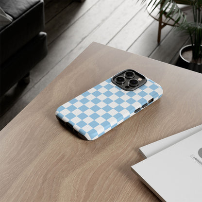 Blue Checkered Phone Case, Tough Phone Cover, Stylish Mobile Protector, Unique Gift for Him/Her, Trendy Accessories for Holidays