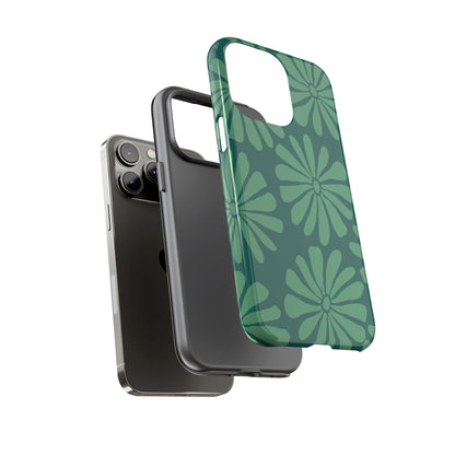 Stylish iPhone Case, Floral Phone Cover, Tough Phone Cases, Green Daisy Design, Unique Gift for Her, Spring Accessories