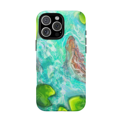 Watercolor Phone Case, Nature Lover Gift, Tough Phone Cover, Phone Accessory, Unique Design for Spring/Summer, Lily Pad, Fish Pond