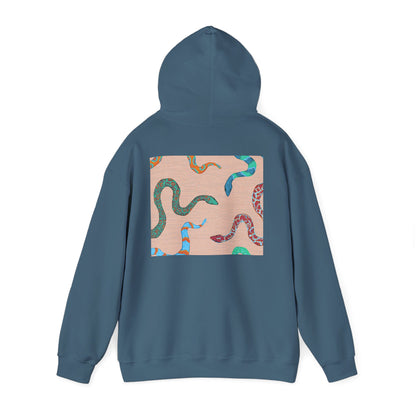 Vibrant Unisex Hoodie with Zen Frog and Snake Design, Cool Gift for Nature Lovers, Casual Wear for All Occasions, Gift for Her, Cool Hoodies