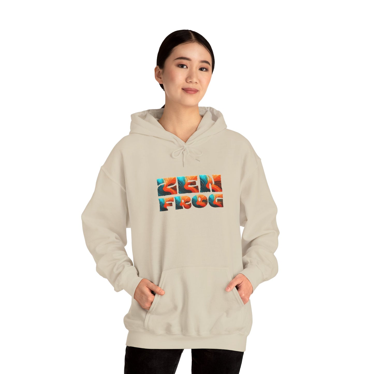 Zen Frog & Moon Unisex Hoodie, Cozy Sweatshirt for Relaxation, Gifts for Nature Lovers, Festival Wear, Everyday Comfort