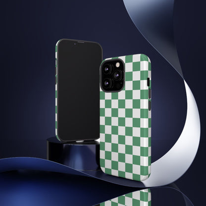 Stylish Phone Case - Green Checker Print, Trendy Phone Cover, Unique Gift, Modern Accessories, Eco-Friendly Case