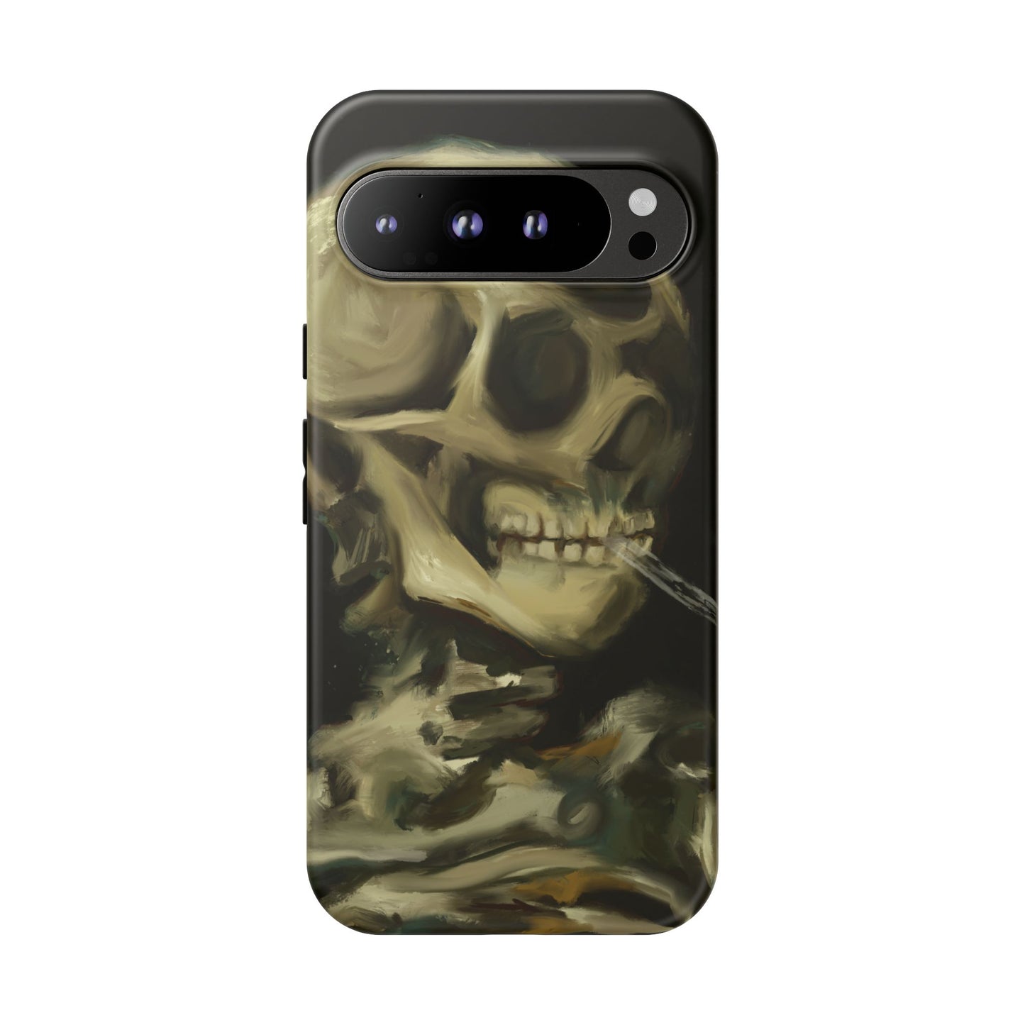 Skull Phone Case - Tough Cases, Macabre Style, Unique Accessories, Perfect for Halloween, Gothic Decor, Edgy Gift Idea | Van Gogh Reimagined, Abstract Twist on  Van Gogh's Skeleton with Burning Cigarette