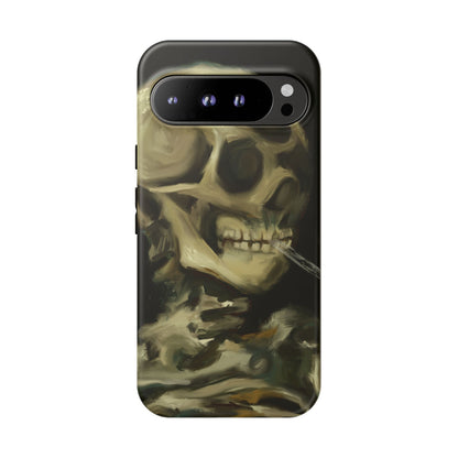 Skull Phone Case - Tough Cases, Macabre Style, Unique Accessories, Perfect for Halloween, Gothic Decor, Edgy Gift Idea | Van Gogh Reimagined, Abstract Twist on  Van Gogh's Skeleton with Burning Cigarette