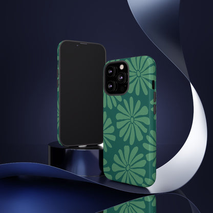 Stylish iPhone Case, Floral Phone Cover, Tough Phone Cases, Green Daisy Design, Unique Gift for Her, Spring Accessories