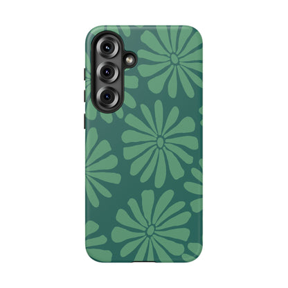 Stylish iPhone Case, Floral Phone Cover, Tough Phone Cases, Green Daisy Design, Unique Gift for Her, Spring Accessories