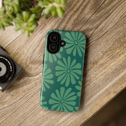 Stylish iPhone Case, Floral Phone Cover, Tough Phone Cases, Green Daisy Design, Unique Gift for Her, Spring Accessories