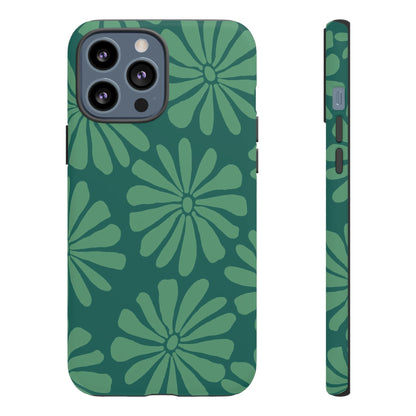 Stylish iPhone Case, Floral Phone Cover, Tough Phone Cases, Green Daisy Design, Unique Gift for Her, Spring Accessories