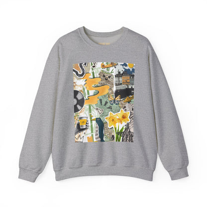 Vibrant Art Sweatshirt for Creatives, Cozy Fall Layering, Gift for Artists, Unique Graphic Pullovers, Casual Everyday Wear, Abstract, Vintage, Collage, Crewneck, Cool Hoodies