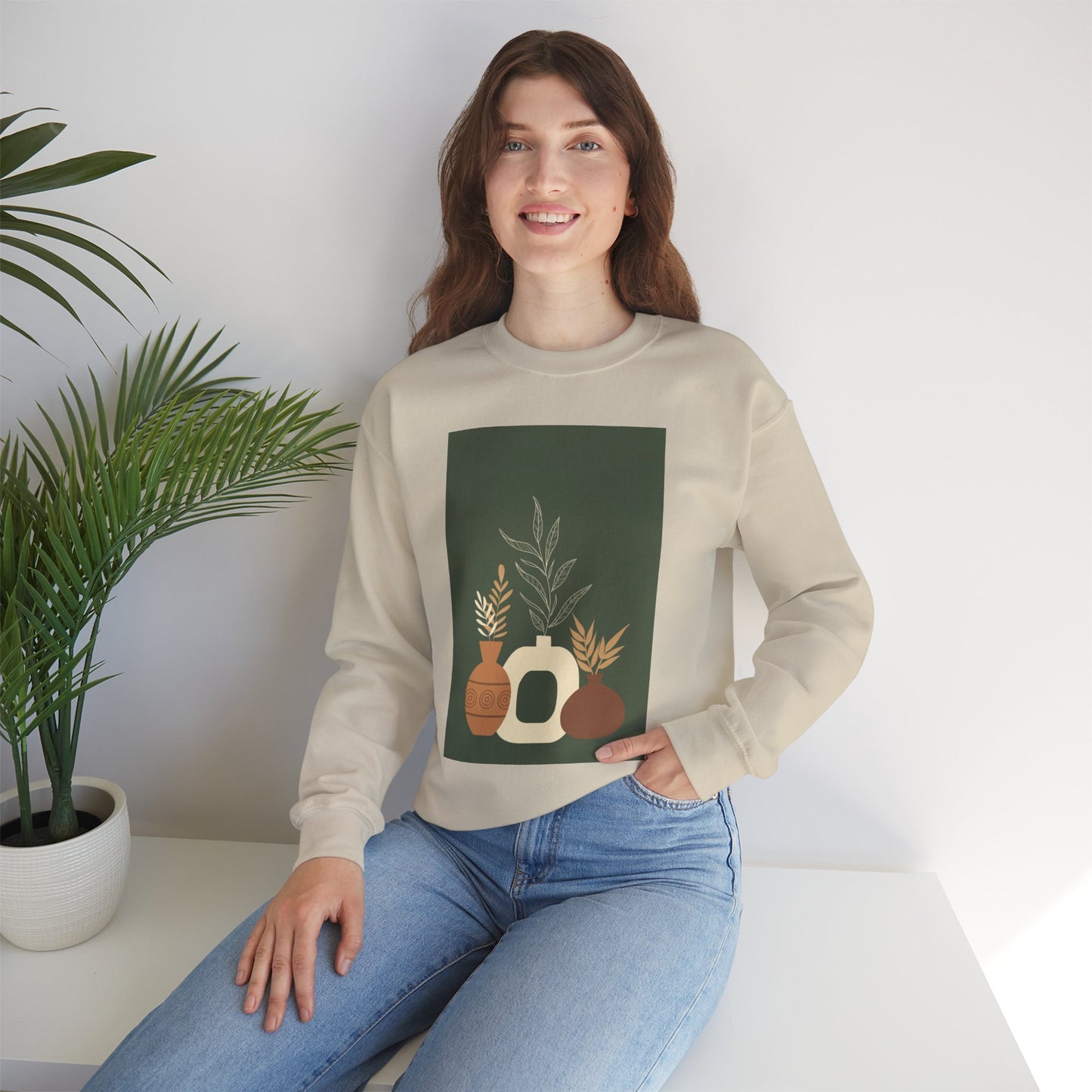 Fall-Inspired Botanical Crewneck Sweatshirt, Cozy Sweatshirt for Women, Warm Unisex Sweater, Autumn Gift,  Plant Lover Apparel
