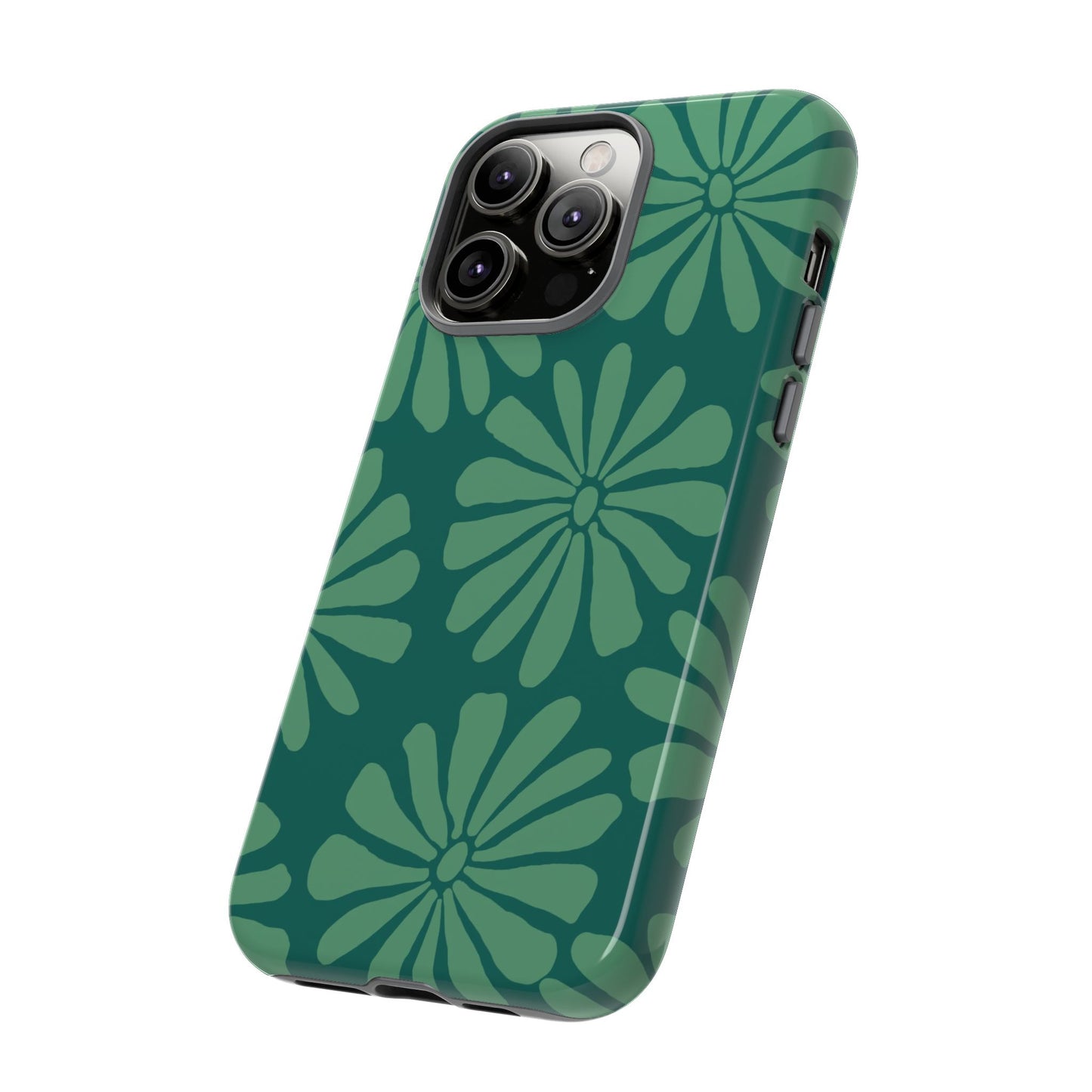 Stylish iPhone Case, Floral Phone Cover, Tough Phone Cases, Green Daisy Design, Unique Gift for Her, Spring Accessories