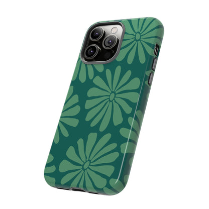 Stylish iPhone Case, Floral Phone Cover, Tough Phone Cases, Green Daisy Design, Unique Gift for Her, Spring Accessories