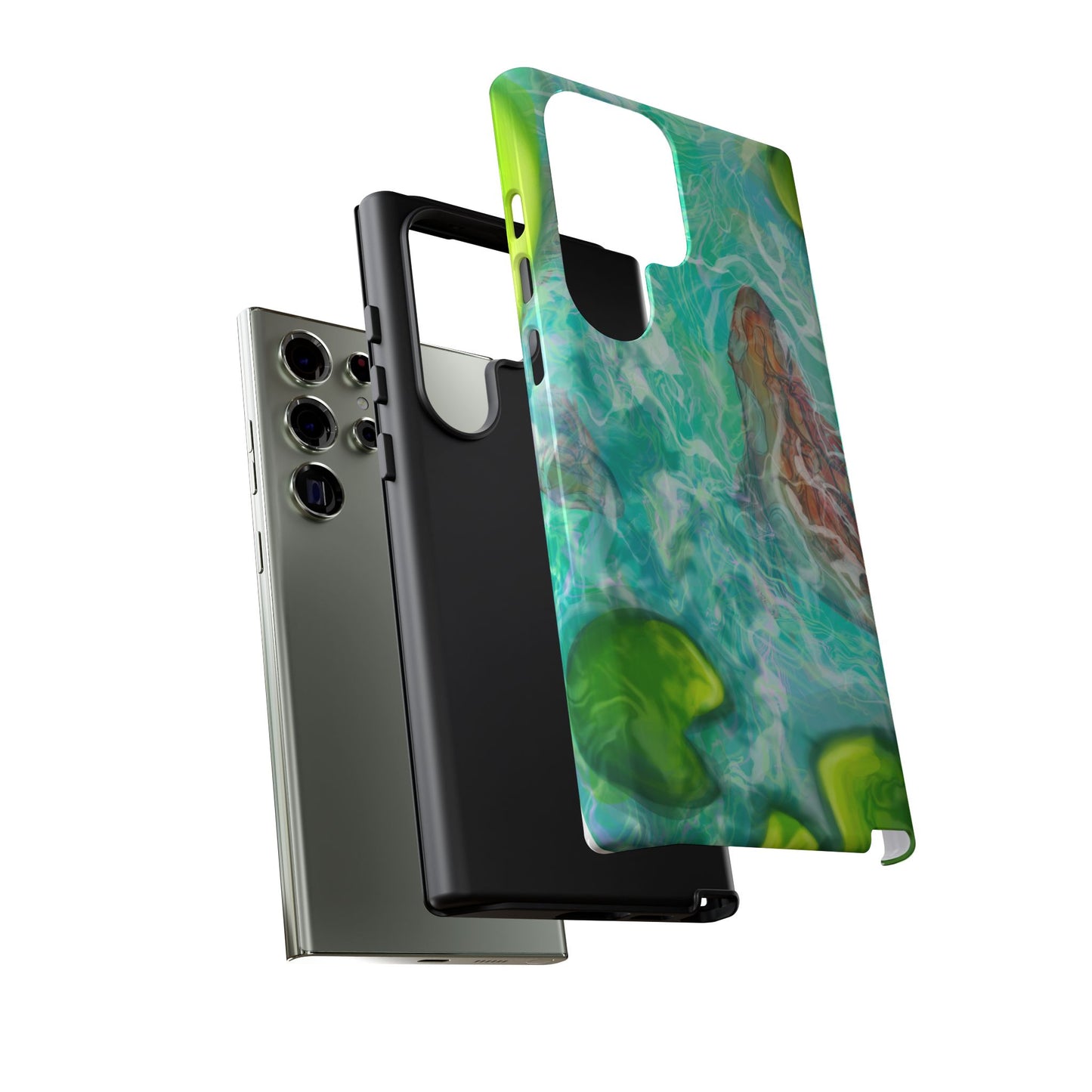 Watercolor Phone Case, Nature Lover Gift, Tough Phone Cover, Phone Accessory, Unique Design for Spring/Summer, Lily Pad, Fish Pond