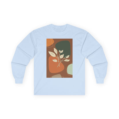 Stylish Long Sleeve Tee with Leaf Design, Cozy Everyday Shirt, Fashionable Top, Perfect Gift for Nature Lovers, Unisex Casual Wear